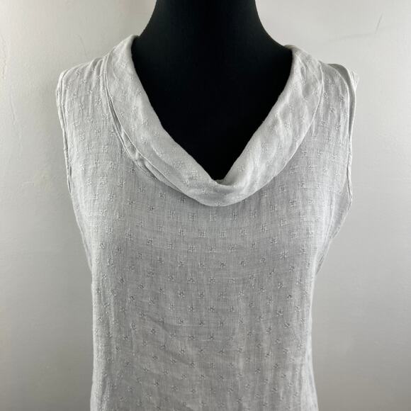 Lina Tomei Gray Tunic Top Linen Cowl Neck Sleeveless Size Medium M Made in ITALY - Picture 3 of 11